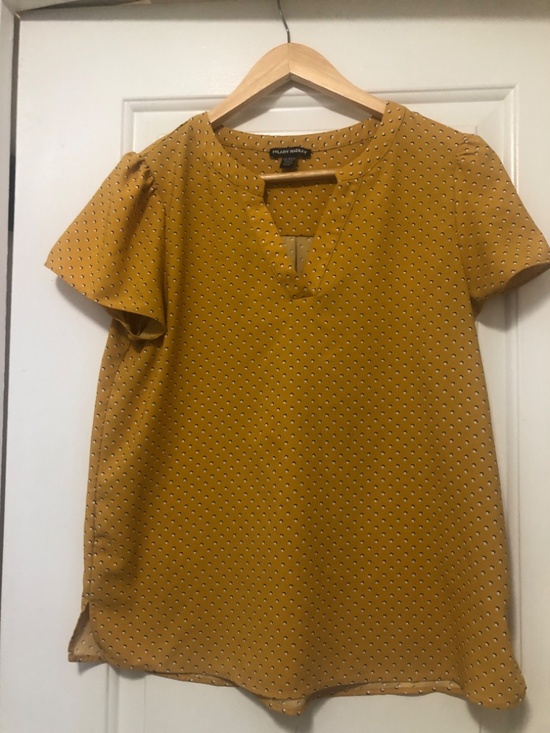 Hilary Radley popover printed blouse in mustard yellow Size XS - Picture 3 of 5
